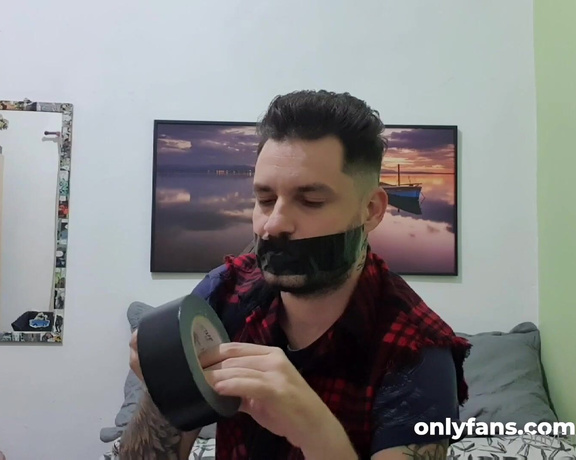 Tonny aka Tape_br OnlyFans - Custom video Self Gag + Black Duct Tape + Tape Noise