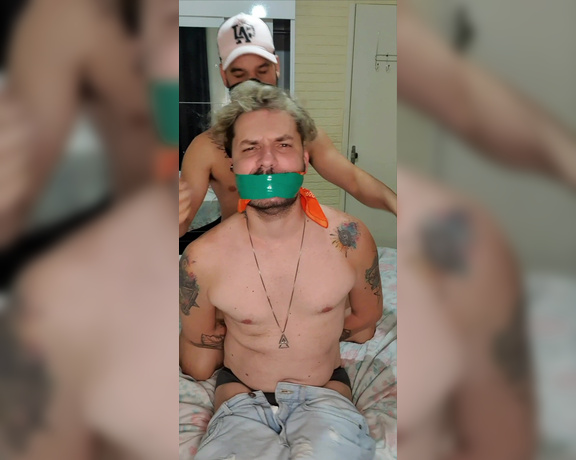 Tonny aka Tape_br OnlyFans - Slow motion with my friend and Green Tape! @brazilianboysgag