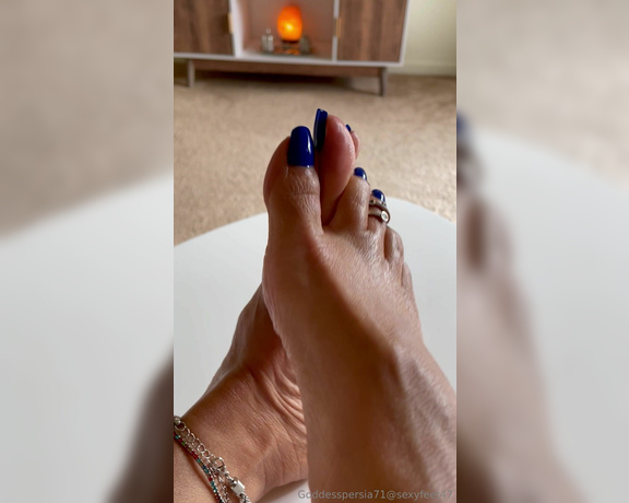Goddesspersia71 aka Sexyfeet47 Onlyfans - Morning! Just know I’m gonna drain your balls with my sexy Suckable blue long toenails for toesday