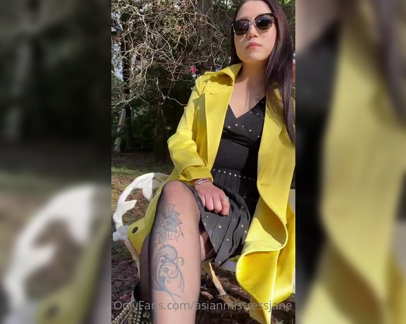 Asian Mistress Jane aka Asianmistressjane OnlyFans - Mistress teasing on the bench Come on and lick my sole