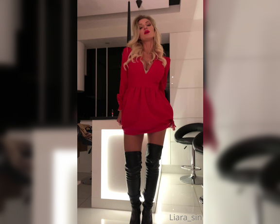 Liara Sin aka Liara_sin OnlyFans - Its your lucky day Divine me, red dress, long black leather shoes and your tongue