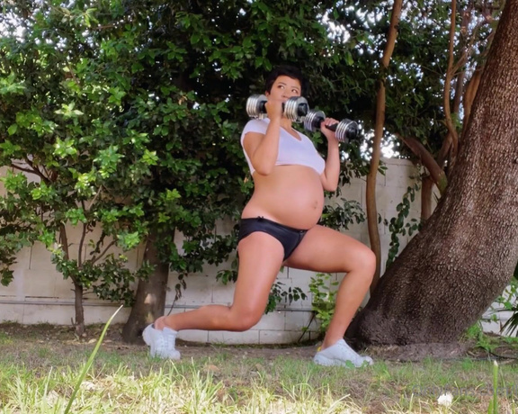 Mistress Lucy Khan aka Lucythemistress OnlyFans - Bet I could still kick your ass in the gym 9 months #pregnant P sound on #bts #musicvideo #photoshoo
