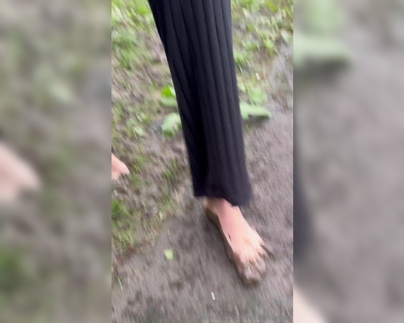 BellaYourgod aka Bellasyourgod OnlyFans - Playing out barefoot in the mud today