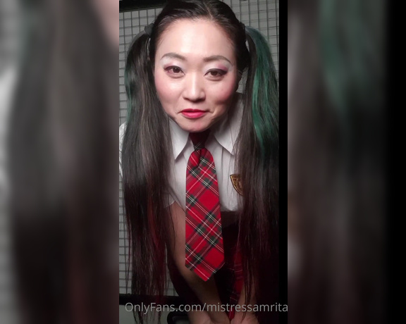 Mistress Amrita aka Mistressamrita OnlyFans - School girl cosplay POV, I am wearing cute Japanese school girl uniform! You are my teacher, summone