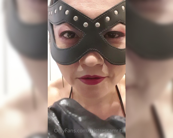 Mistress Amrita aka Mistressamrita OnlyFans - Sensual Domination POV Mysterious sexy eye masked Amrita in shiny spandex black bra, hot pants and