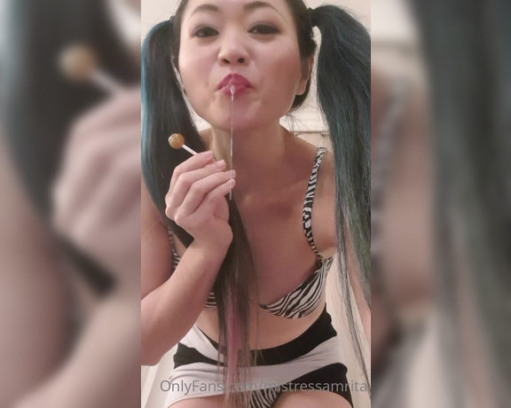 Mistress Amrita aka Mistressamrita OnlyFans - Twin tail AMRITA is eating lollipop, you are attracted and want that candy, but I won’t give you tha