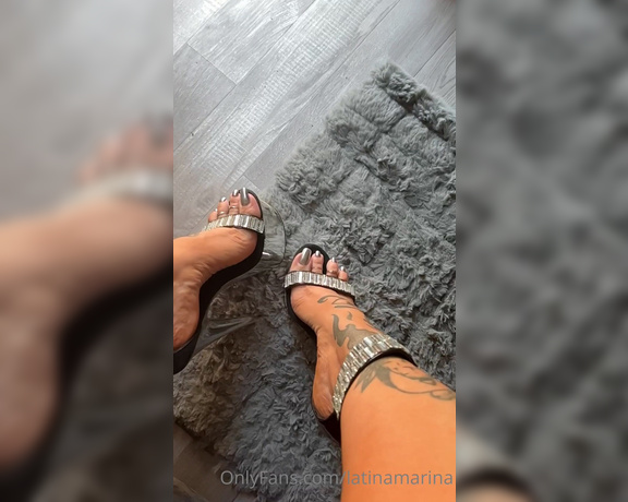 Latina Marina aka Latinamarina OnlyFans - These sexy silver pleasers are my top 3 heels to sexy slo mo check out my high arches n silver toe