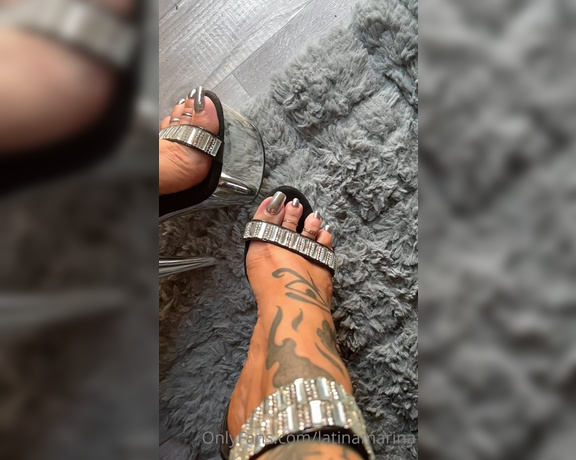 Latina Marina aka Latinamarina OnlyFans - These sexy silver pleasers are my top 3 heels to sexy slo mo check out my high arches n silver toe