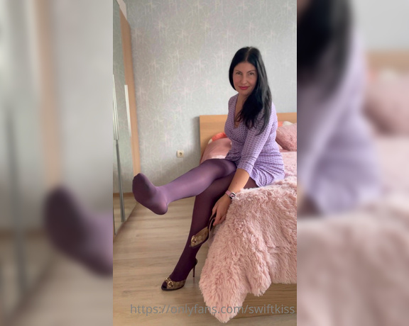 Swift Kiss aka Swiftkiss OnlyFans - Let me seduce you baby Dark purple tights from the brand Gerbe, perfectly matching my purple dress