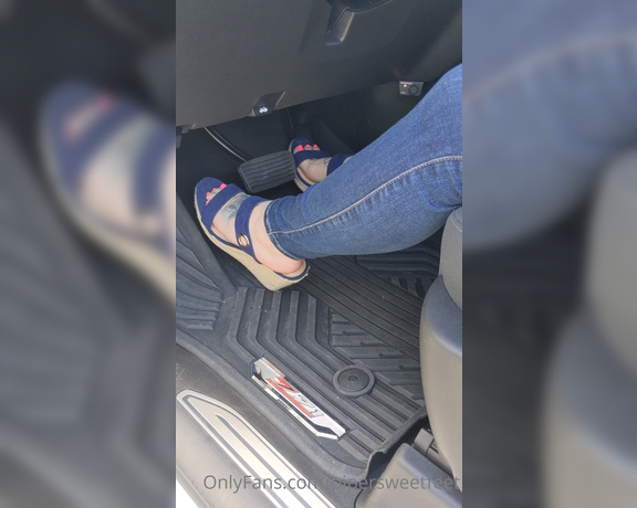 PiperSweetfeet aka Pipersweetfeet OnlyFans - Pedal pumping in my old bosses new Chevy, wearing wedges