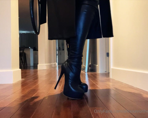 Mistress Alexxa Von Hell aka Alexxavonhell OnlyFans - These boots are made for worship Get your filthy mouth to work or else Ill crack my whip on you