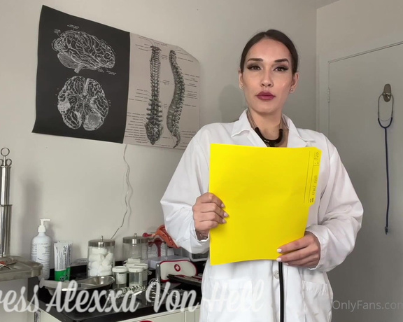 Mistress Alexxa Von Hell aka Alexxavonhell OnlyFans - Im Dr Hell and will be performing your genitourinary exam today! Available in PPV