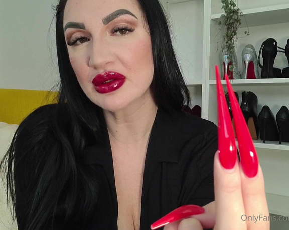 KinkyDomina aka Kinkydomina OnlyFans - #nailsfetish #femdompov #OI Stare with your eyes wide open at My fabulous red stiletto nails I know