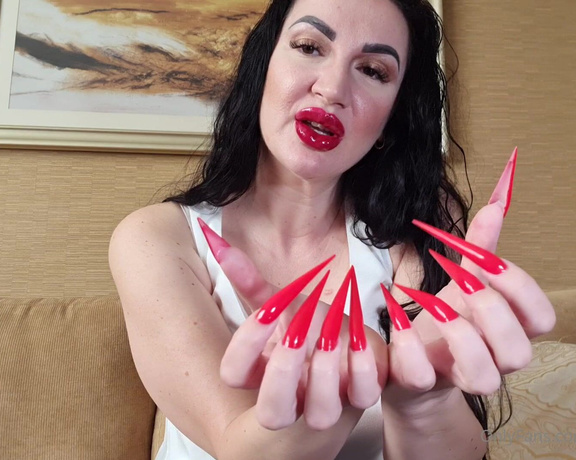 KinkyDomina aka Kinkydomina OnlyFans - #rednails #JOI #femdompov My little addict, today is a day of worship All the long nails content