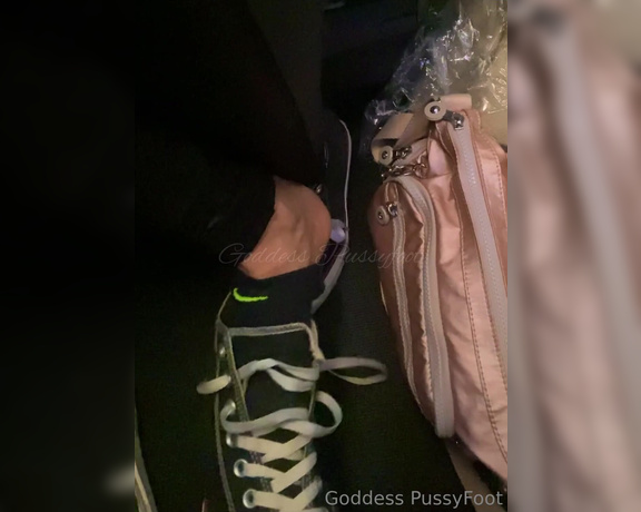 Goddess PussyFoot aka U186296307 OnlyFans - I’m teasing the guy sitting next to Me on the plane I changed out of my Converse into my fuzzy sock