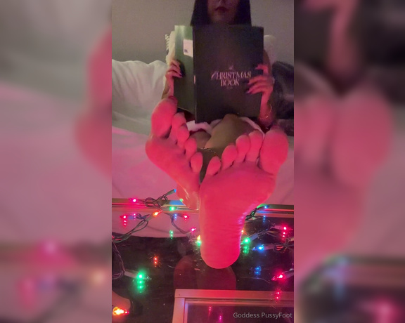 Goddess PussyFoot aka U186296307 OnlyFans - I get home from the Christmas party and dangle My fluffy mules off Then I put my feet up and relax