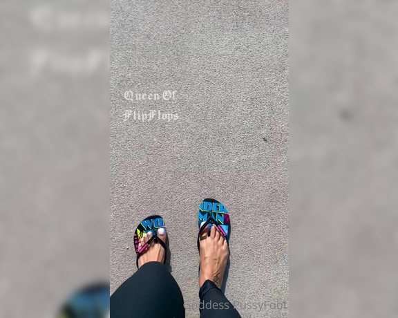Goddess PussyFoot aka U186296307 OnlyFans - Flip flops ASMR video Walking slapping dangling white toes, toe rings all your favorite things