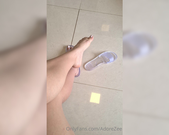 AdoreZee aka Adorezee OnlyFans - Dangling my new transparent sandals! Who wants to see it full of cum after a nice footjob