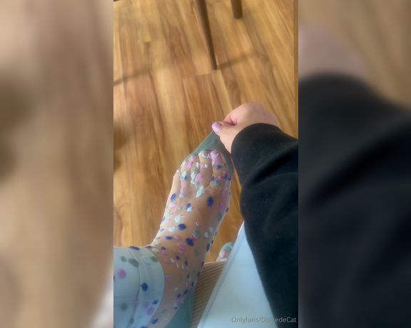 Dulcedecat aka Dulcedecat OnlyFans - Want to see more I made a video of me teasing you with these see through socks and sock reveal