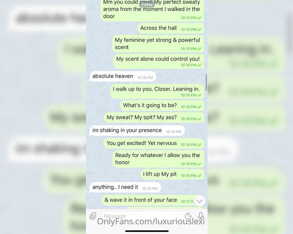 Luxuriouslexi aka Luxuriouslexi OnlyFans - Telegram Chat Session! The ending is so cruel yet creative! Fetishes Armpit, Spit, Ass Smothering