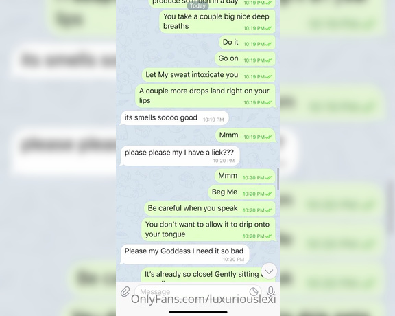 Luxuriouslexi aka Luxuriouslexi OnlyFans - Telegram Chat Session! The ending is so cruel yet creative! Fetishes Armpit, Spit, Ass Smothering