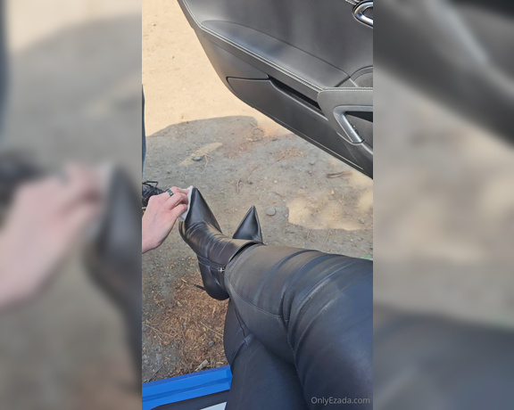 Ezada Sinn aka Ezada OnlyFans - He must clean My boots before I step into My new car Cleaning the expensive Italian leather of