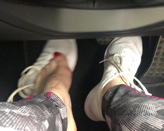 Miss Harriet aka Redtoes Onlyfans - Driving my merc after a session in the gym, sweaty feet  dirty sneakers  a little whiffy but it’s