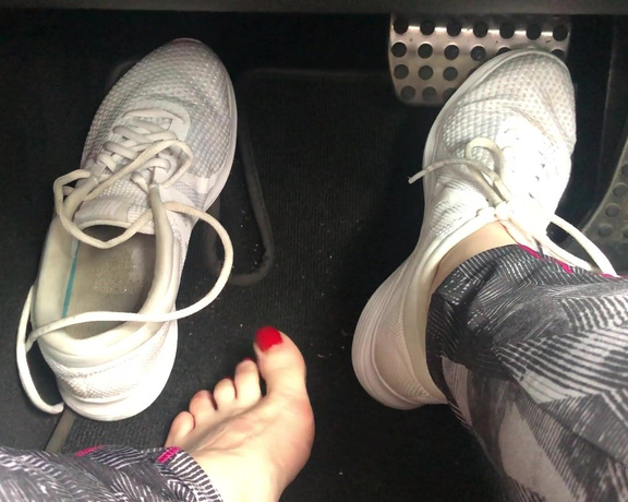 Miss Harriet aka Redtoes Onlyfans - Driving my merc after a session in the gym, sweaty feet  dirty sneakers  a little whiffy but it’s