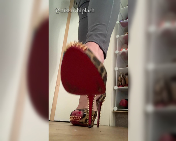 Nikki Whiplash aka Nikkiwhiplash OnlyFans - Today’s Louboutin shoes of the day are these shiny patent leopard print peep toes, with added sexy