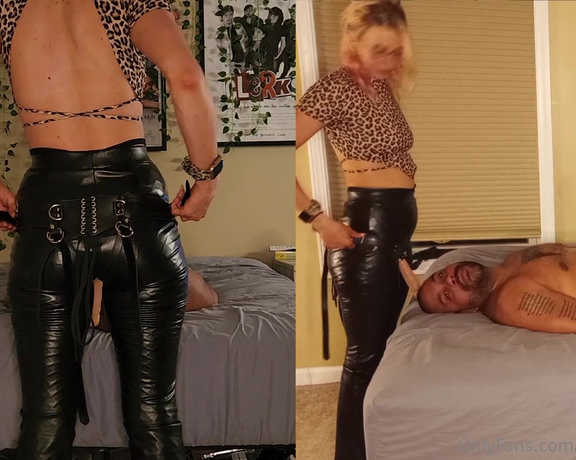 Goddess BBGRL aka goddessbbgrl OnlyFans - Training the Footbitch 6  I was horny and he was locked up So I strapped a dildo to his face