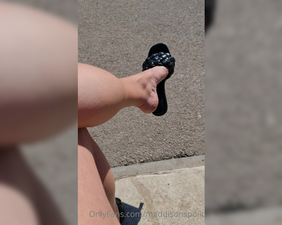 Maddison Spoilt aka maddisonspoilt OnlyFans - A shoe dangle interrupted by a pack of dogs!