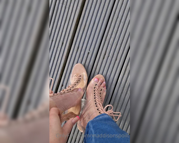 Maddison Spoilt aka maddisonspoilt OnlyFans - These boots show it all, did you spot that bit of dirt on my toe, would you suck it off