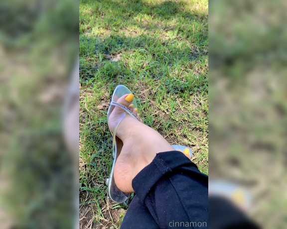 Goddess Cinnamon aka cinnamonfeet2 OnlyFans - Perfect day to be outside catching some looks on my feet while danglin these sexy sandals