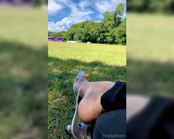 Goddess Cinnamon aka cinnamonfeet2 OnlyFans - Perfect day to be outside catching some looks on my feet while danglin these sexy sandals