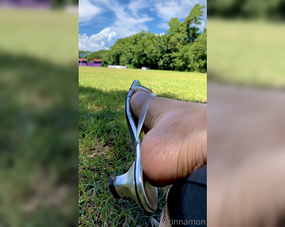 Goddess Cinnamon aka cinnamonfeet2 OnlyFans - Perfect day to be outside catching some looks on my feet while danglin these sexy sandals