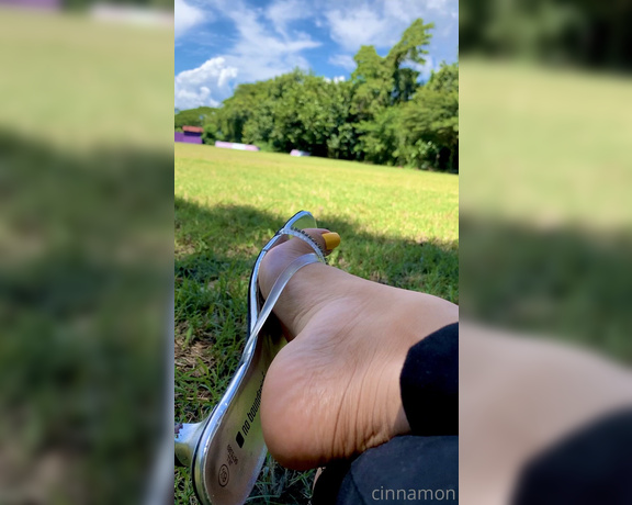 Goddess Cinnamon aka cinnamonfeet2 OnlyFans - Perfect day to be outside catching some looks on my feet while danglin these sexy sandals