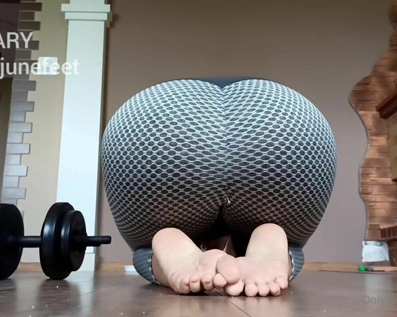 Masmr aka masmr OnlyFans - #38 stretching after workout with nice view straight on my sweaty feet and booty which moment