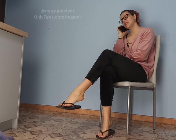 Masmr aka masmr OnlyFans - #10February  black flip flops shoeplay, feet ankles) shaking, talking about it phone talk with