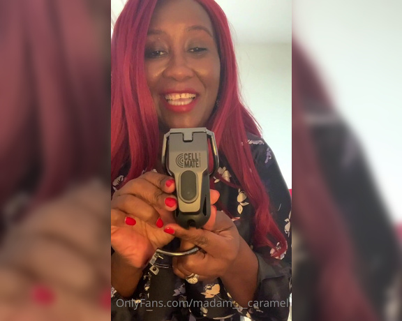 Madame Caramel aka madam___caramel OnlyFans - Our Cellmate review Remotely controlled chastity device @mc joris