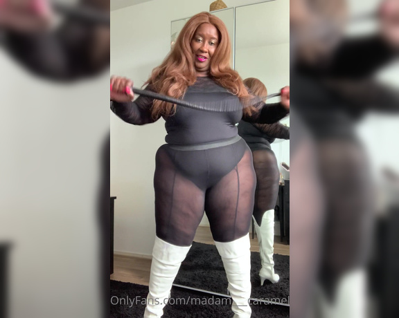 Madame Caramel aka madam___caramel OnlyFans - Worship my white leather boots boi You should know how to do this by now the way i like it Failure