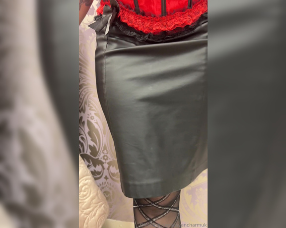 Raven Charm UK aka ravencharmuk OnlyFans - Super Special Pantyhose, Red Ankle Boots, Red Corset and Leather Skirt and a little tease
