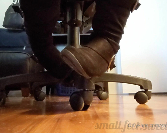 Goddess Alyssa aka small.feet.sweetie OnlyFans - A candid look at my boots while I work Dont mind my cat