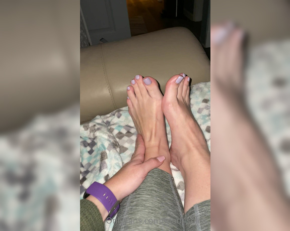 Goddess Mads aka mad4soles_ OnlyFans - I see some white fuzzies from my socks between my purple toes get to work foot boys