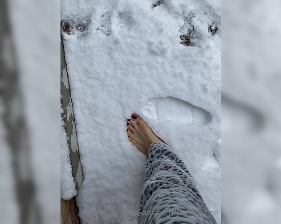QueenZ’sFeet aka feetznation OnlyFans - First snowfall… now come warm up my feet