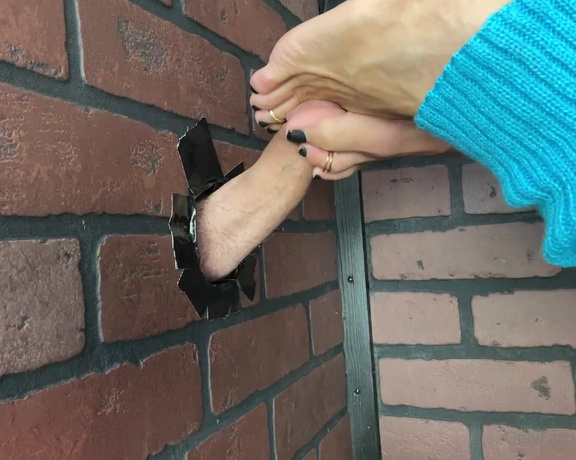 Flirty Paws aka flirtypaws OnlyFans - BONUS full video this week  Gloryhole footjob Cock appears through this gloryhole and my little bla