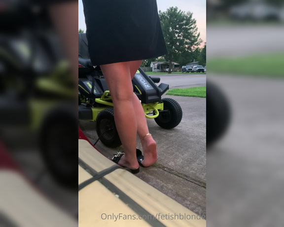 Foot fetish blonde aka fetishblonde OnlyFans - Watch as I pump air into the tires on my riding lawnmower of course with my soles showing