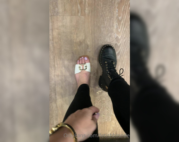 Foot fetish blonde aka fetishblonde OnlyFans - Last time I’m wearing boots to work  my hot sweaty feet needed some open toe shoes ASAP