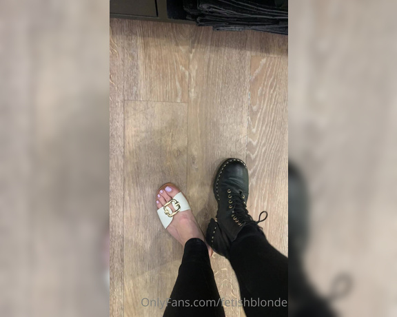 Foot fetish blonde aka fetishblonde OnlyFans - Last time I’m wearing boots to work  my hot sweaty feet needed some open toe shoes ASAP