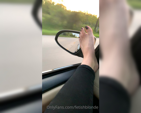 Foot fetish blonde aka fetishblonde OnlyFans - Black pedicure hanging out the window … feeling the wind on my sole