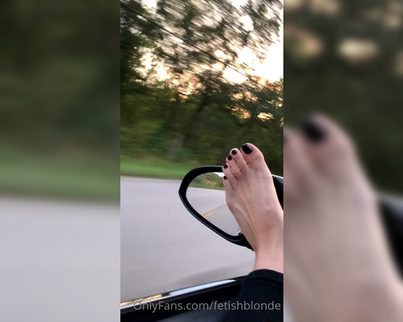 Foot fetish blonde aka fetishblonde OnlyFans - Black pedicure hanging out the window … feeling the wind on my sole